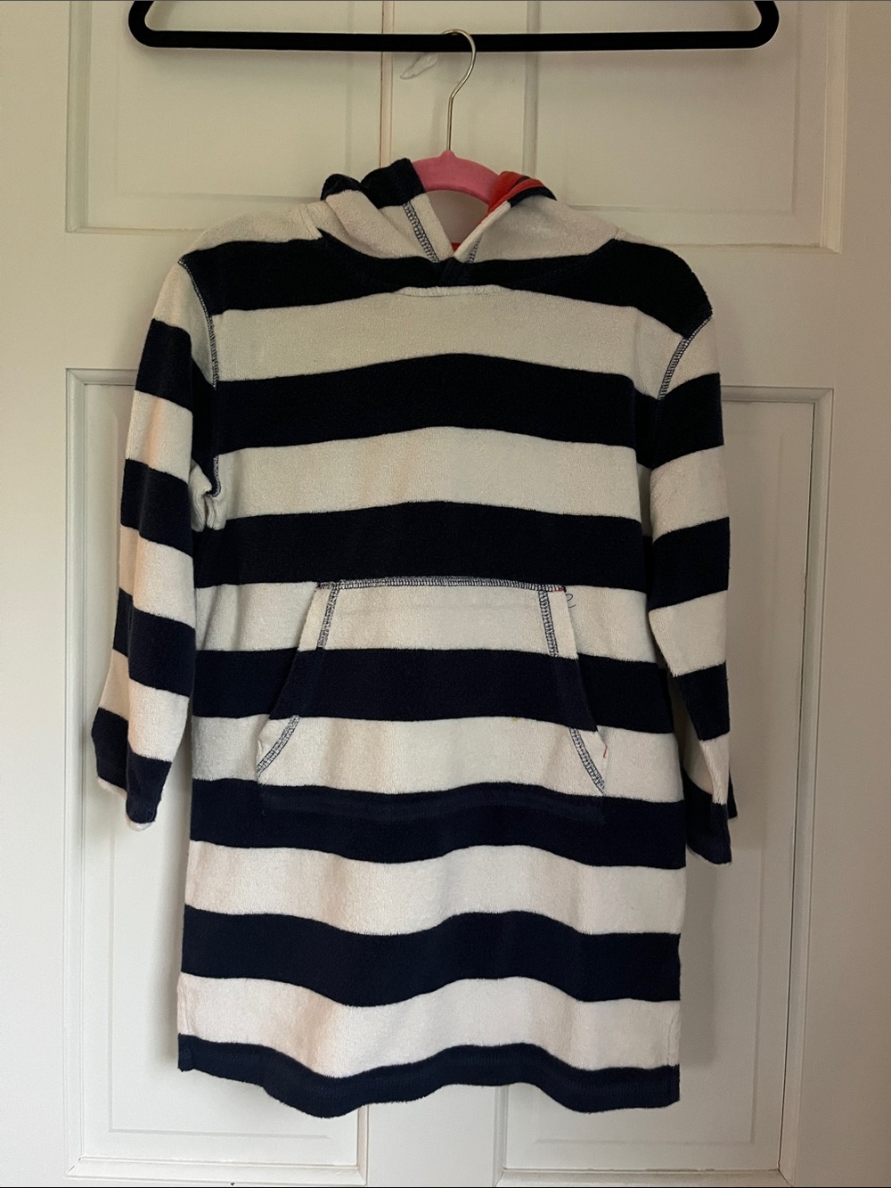 Mini Boden Navy and White Striped Hooded Towel Tunic